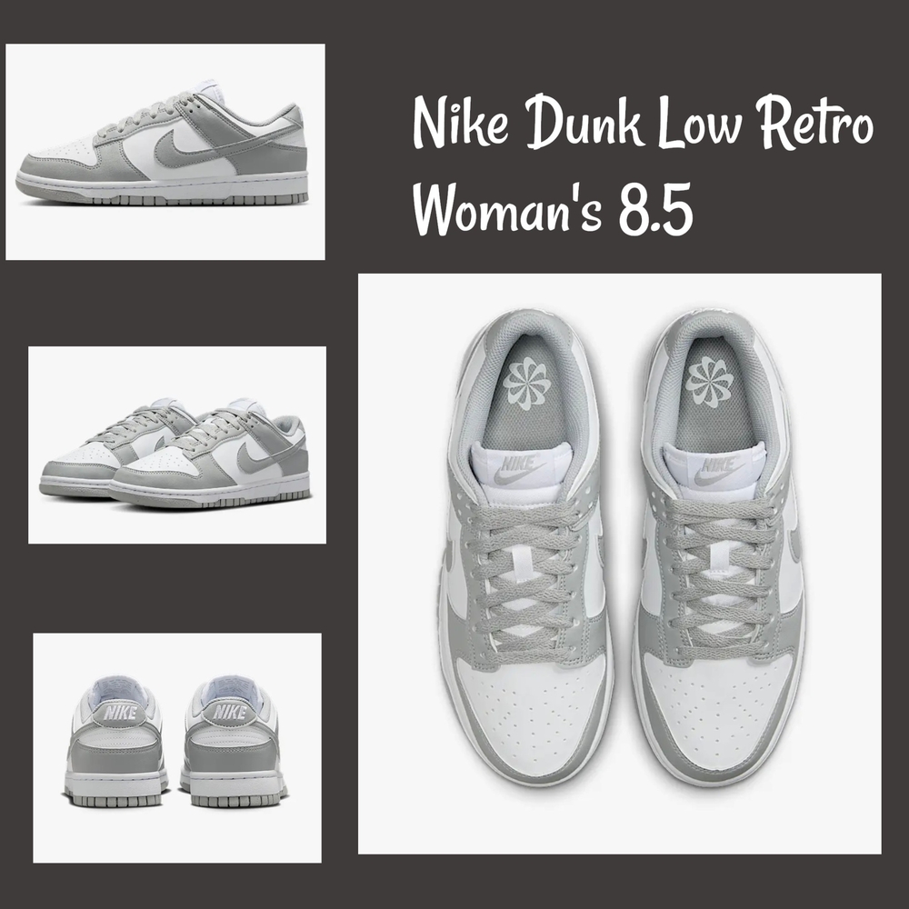 Nike Dunk Low Retro Women's Sneakers - Gray and White